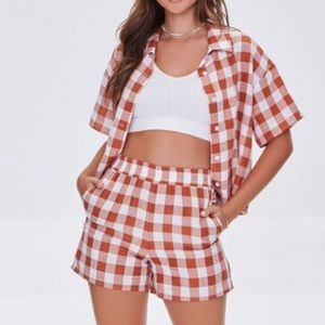 NWT Red Gingham Shirt and Shorts Set